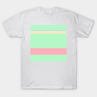 A pleasing pattern of Light Pink, Blue Lagoon, Magic Mint and Bisque stripes. T-Shirt